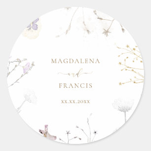 Sticker Rond mariage fleur sauvage délicat