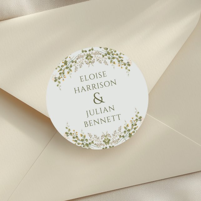 Sticker Rond Mariage Fleur sauvage écologique (Créateur téléchargé)