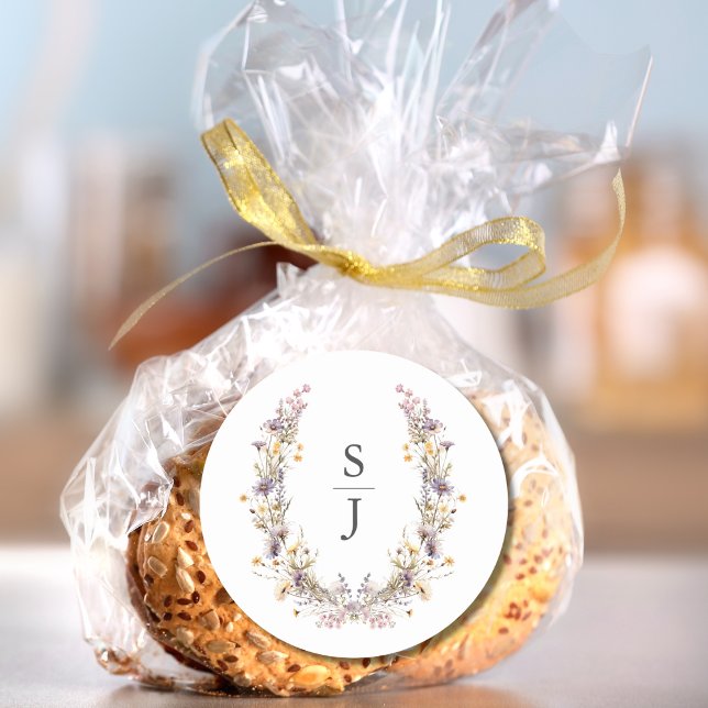 Sticker Rond Mariage Fleur sauvage violet (Créateur téléchargé)