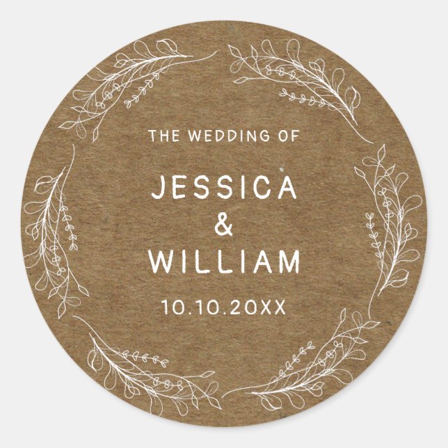 Sticker Rond Mariage Fleur sauvage Whimsical Anniversaire Faux  (Devant)