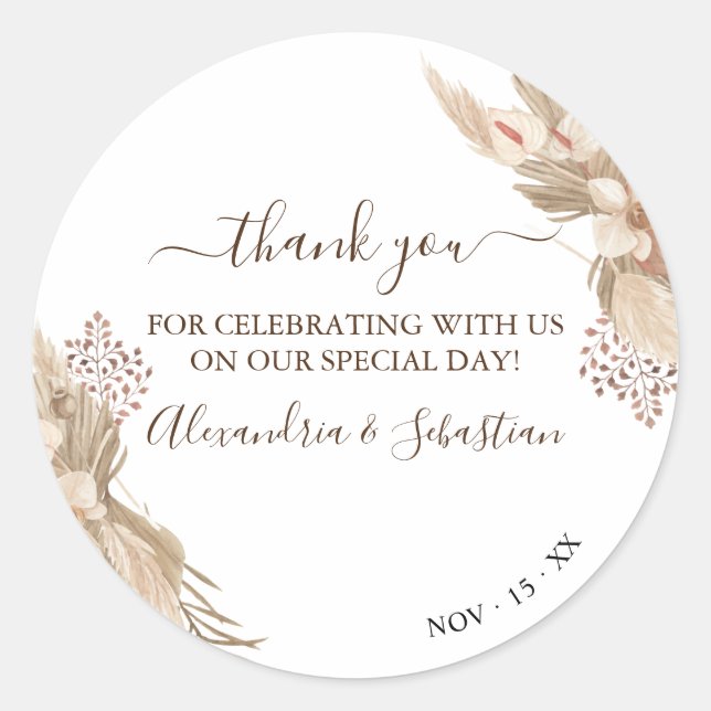 Sticker rond Mariage Floral (Devant)