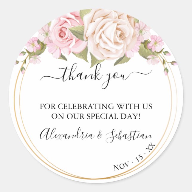 Sticker rond Mariage Floral (Devant)