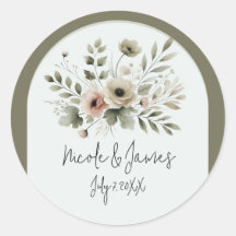 Mariage Floral Aquarelle Vert Olive Kaki