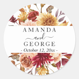 Sticker Rond Mariage floral automne