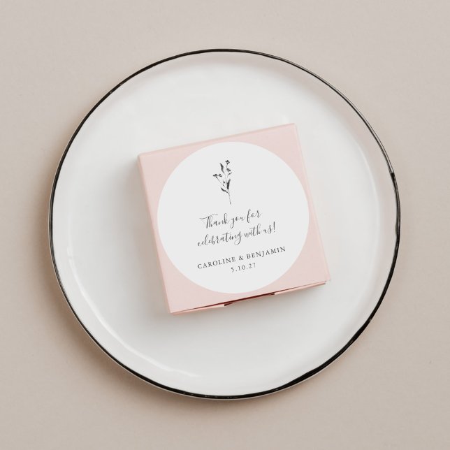 Sticker Rond Mariage floral  blanc Boho Merci personnalisé (Créateur téléchargé)