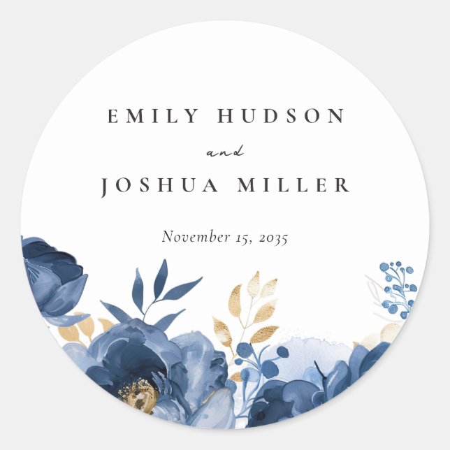 Sticker Rond Mariage floral bleu bleu de Dusky (Devant)