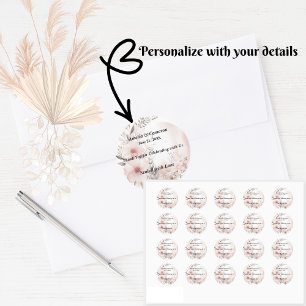 Sticker Rond Mariage floral Blush Boho