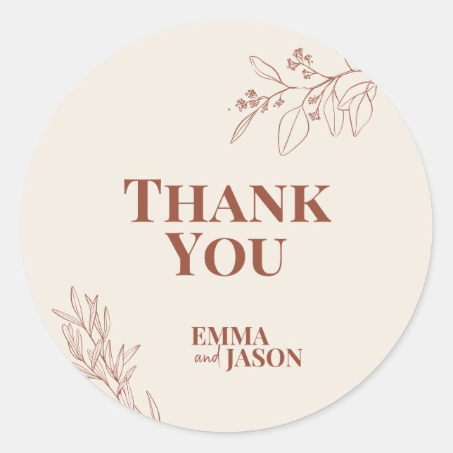 Sticker rond Mariage floral Boho (Devant)