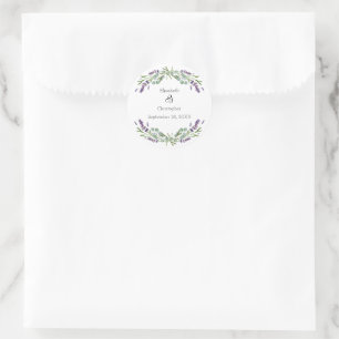 Sticker Rond Mariage Floral Botanique au Lavande Eucalyptus