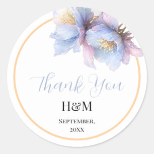Sticker Rond Mariage Floral Botanique Pastel Artistique