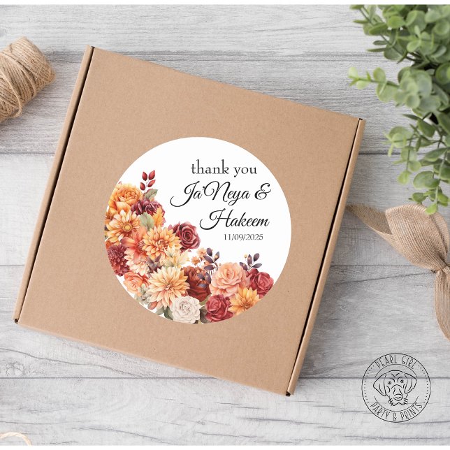 Sticker Rond Mariage floral d'automne (Créateur téléchargé)
