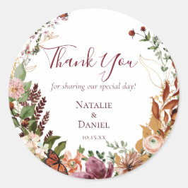 Sticker Rond Mariage floral d'automne