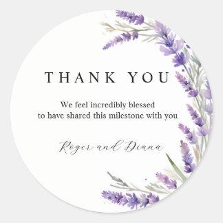 Sticker Rond Mariage floral de lavande rustique