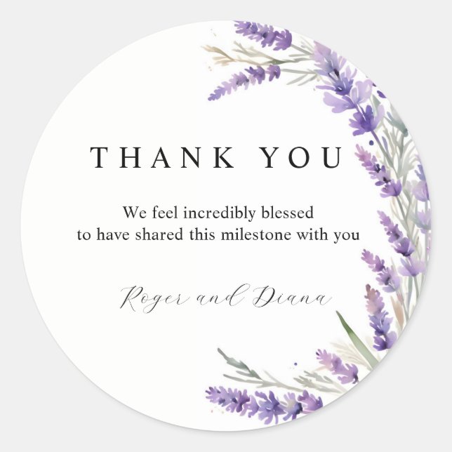 Sticker Rond Mariage floral de lavande rustique (Devant)