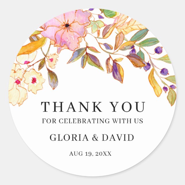 Sticker Rond Mariage floral de printemps (Devant)