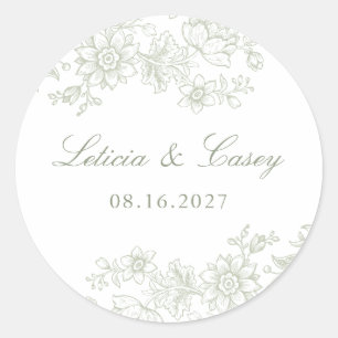Sticker Rond Mariage floral élégant