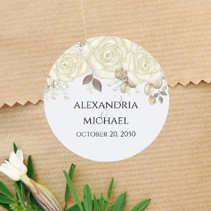 Sticker Rond Mariage floral élégant Favoriser Personnalisé