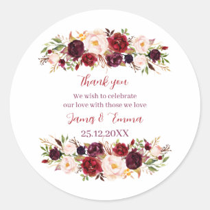 Sticker Rond Mariage floral élégant personnalisé