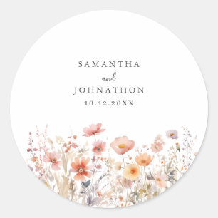 Sticker Rond Mariage Floral Fleur sauvage