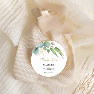 Sticker Rond Mariage Floral Géométrique à la Verdure d'Eucalypt