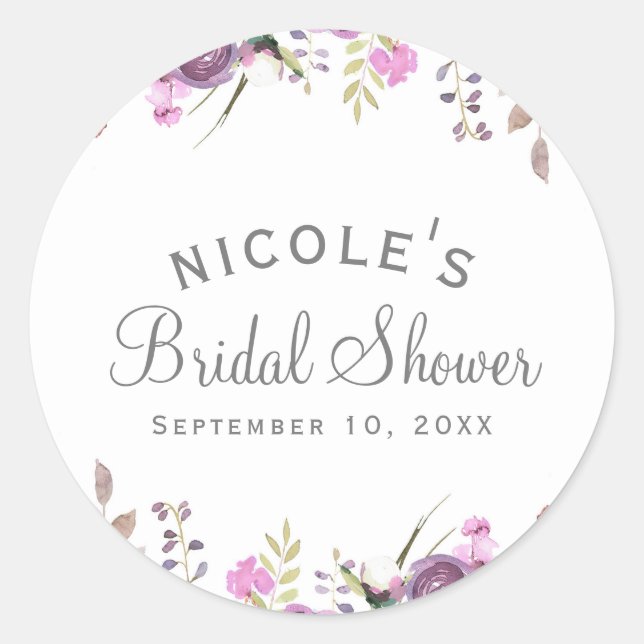 Sticker Rond Mariage Floral Lavender Lilac (Devant)