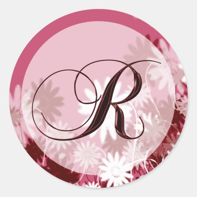 Sticker Rond Mariage floral lunaire Monogramme R Enveloppe Scea (Devant)