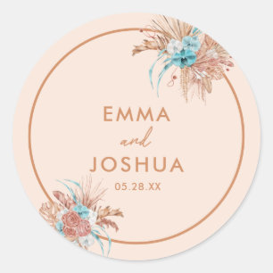 Sticker Rond Mariage Floral Marron Terreux Moderne