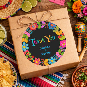 Sticker Rond Mariage floral mexicain moderne