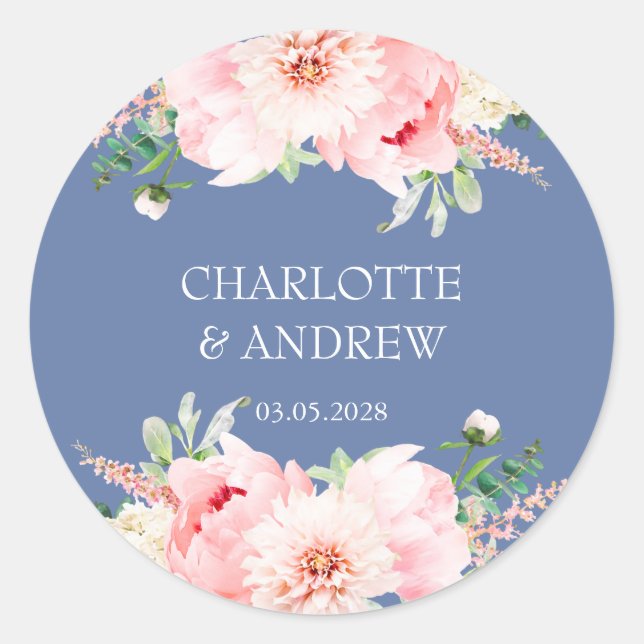 Sticker Rond mariage floral personnalisé  (Devant)
