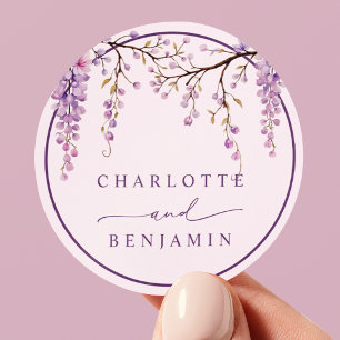 Sticker Rond Mariage Floral Purple Wisteria Succursales