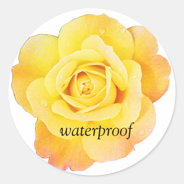 Sticker Rond Mariage floral rose jaune imperméable aux éclabous (Devant)