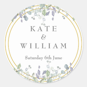 Sticker Rond Mariage floral Sage et Lilac Favoriser