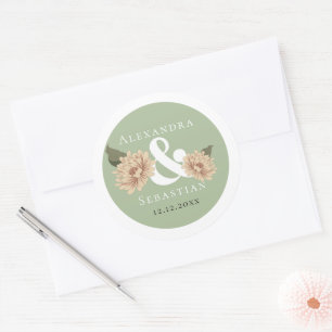 Sticker Rond Mariage floral simple et élégant