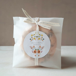 Sticker Rond Mariage floral vintage de Bohême