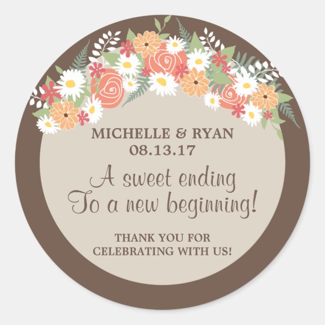Sticker Rond Mariage Floral Wreath (Devant)