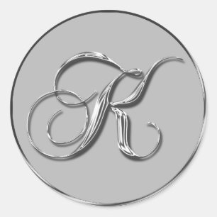 Sticker Rond Mariage Formel Argent Monogramme K Mariages de pho