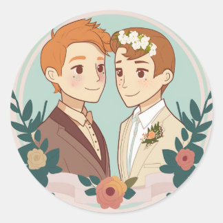 Sticker Rond MARIAGE gay LGBT