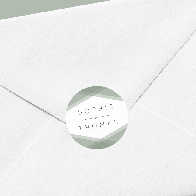 Sticker Rond Mariage géométrique en couche verte de la taille (Créateur téléchargé)