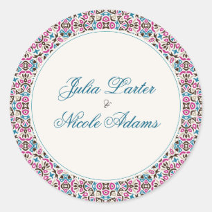 Sticker Rond Mariage géométrique mandala en treillis marocain