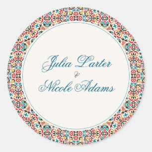 Sticker Rond Mariage géométrique mandala en treillis marocain