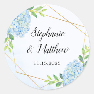 Sticker Rond Mariage géométrique moderne Blue Hydrangea