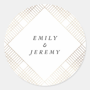 Sticker Rond Mariage géométrique White Gold Gatsby