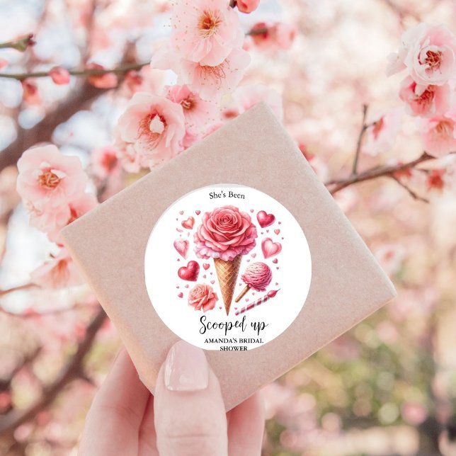 Sticker Rond Mariage Glace en Aquarelle Scoopée (Créateur téléchargé)