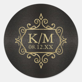 Sticker Rond Mariage Gold Filigree fin ID871