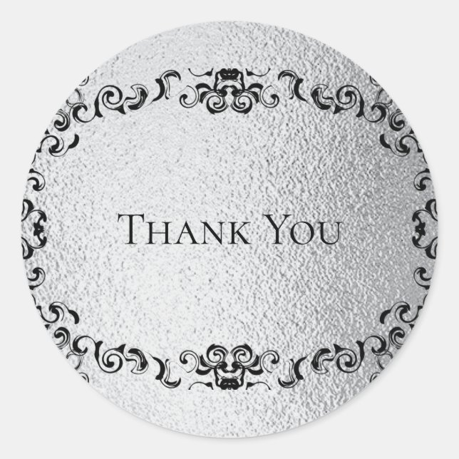 Sticker Rond Mariage gothique argenté et noir (Devant)