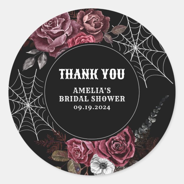 Sticker Rond Mariage gothique floral sombre Shower  (Devant)