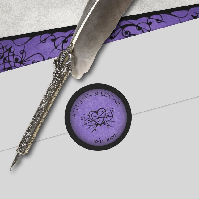 Sticker Rond Mariage gothique noir violet (Créateur téléchargé)