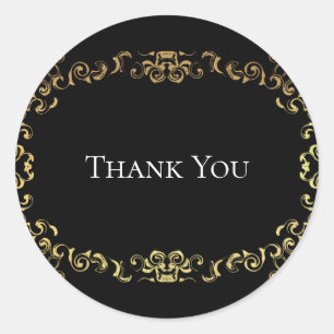 Sticker Rond Mariage gothique or et noir