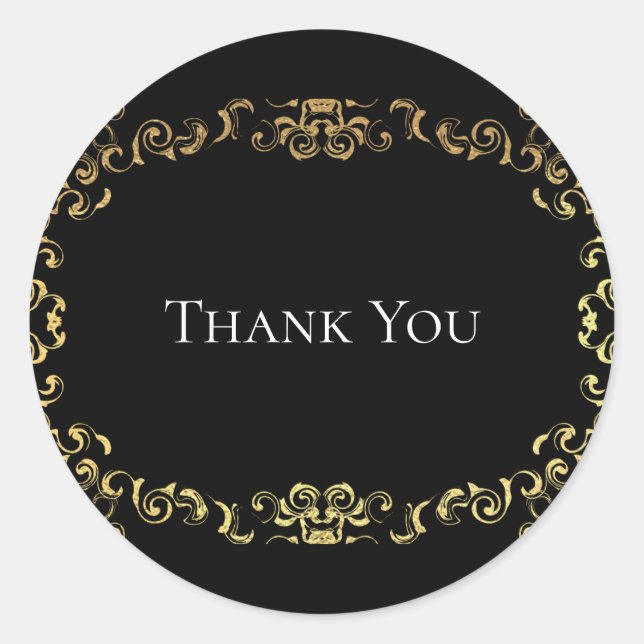 Sticker Rond Mariage gothique or et noir (Devant)