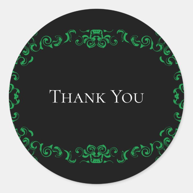 Sticker Rond Mariage gothique vert et noir (Devant)